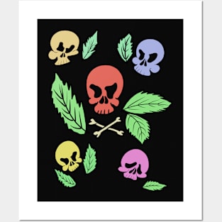 Skulls and leaves Posters and Art